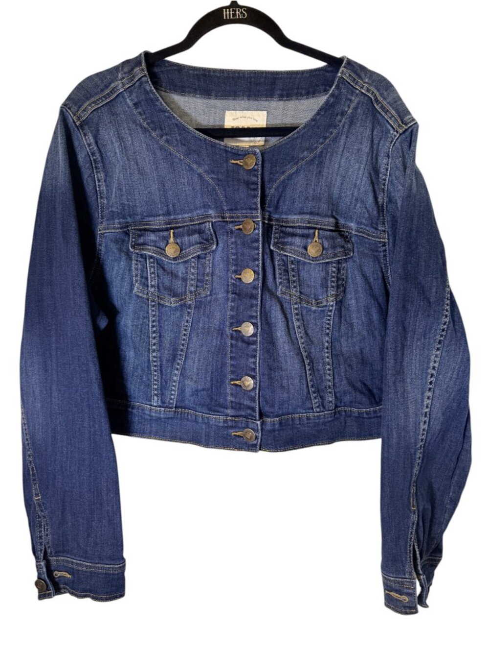 Torrid Collarless Cropped Jean Jacket Womens Size 2 (18/20) Western Farmcore